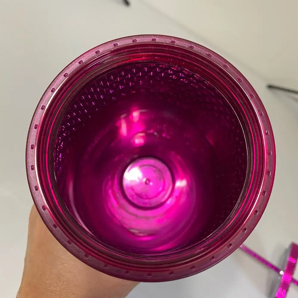 Starbucks Holiday 2022 Sangria Pink Metallic Studded Bling Tumbler 24oz NWOT